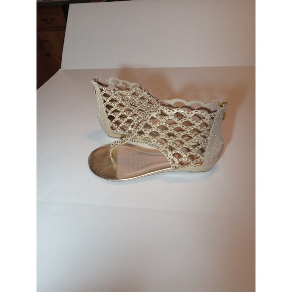 DREAM PAIRS Women's Size 9 Sandle Shoe Gold and Sparkles Zips - Picture 1 of 9